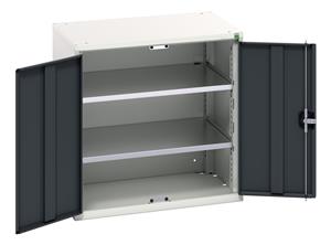 verso shelf cupboard with 2 shelves. WxDxH: 800x550x800mm. RAL 7035/5010 or selected Bott Verso the Bott budget range, lighter duty lower spec cabinets cupboard